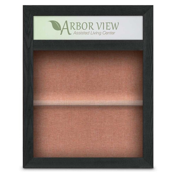 United Visual Products Outdoor Enclosed Combo Board, 42"x32", Satin Frame/Black Porc & Pearl UVCB4232OD-BLKPORC-PEARL - main